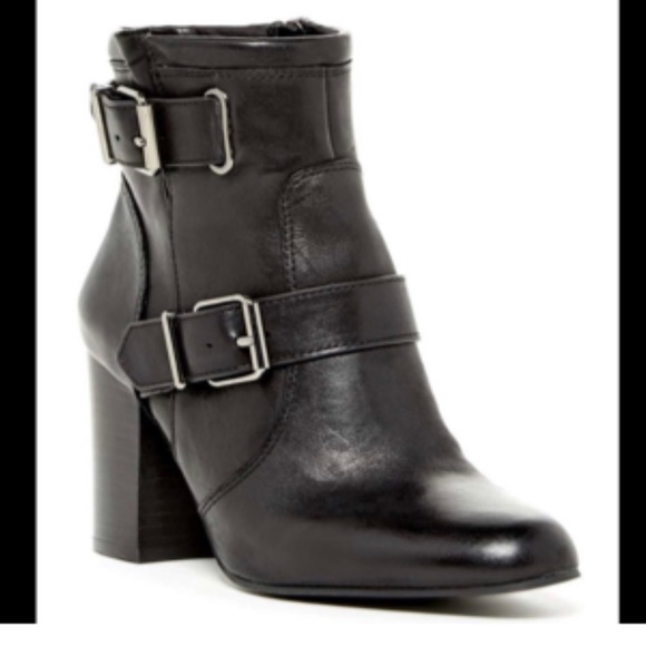 Vince Camuto Shoes - Vince Camuto Simlee Black Leather Buckle Moto Booties!